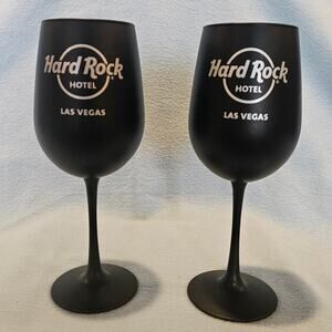 Hard Rock Hotel Las Vegas Wine Glasses Set of 2 Black Stemware